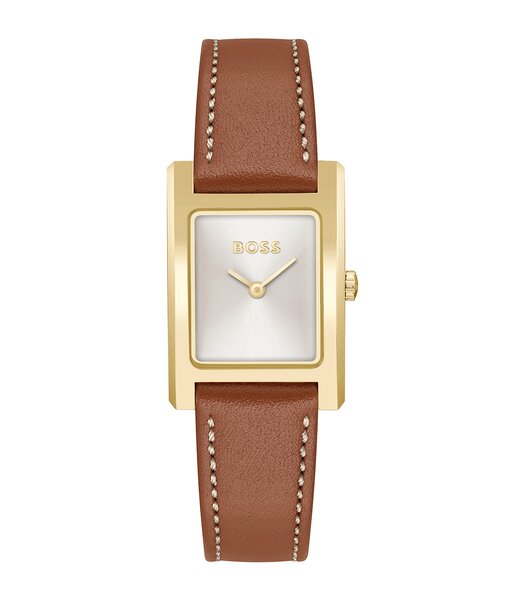 Horloge BOSS BLACK LUCY Dames 1502741 Analoog Behuizing MINERAAL Zilverkleurig Bracelette Leer Bruin Boucle déployante Etanchéiteiten 3BAR