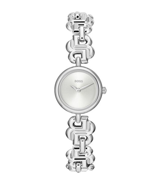 Horloge BOSS BLACK DOUBLE B DRESSY Dames 1502793 Analoog Behuizing MINERAAL Zilverkleurig Bracelette Roestvrij staal Staal Etanchéiteiten 3BAR