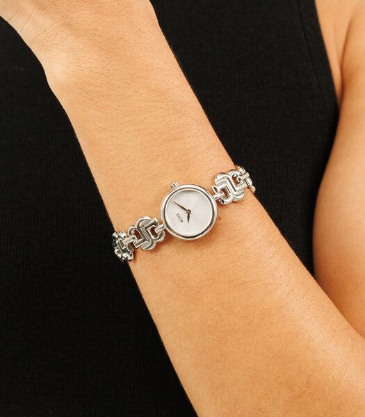 Horloge BOSS BLACK DOUBLE B DRESSY Dames 1502793 Analoog Behuizing MINERAAL Zilverkleurig Bracelette Roestvrij staal Staal Etanchéiteiten 3BAR