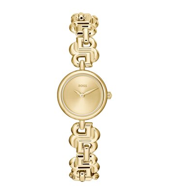 Horloge BOSS BLACK DOUBLE B DRESSY Dames 1502794 Analoog Behuizing MINERAAL Geelgoud Bracelette Staal Geelgoudkleurig Etanchéiteiten 3BAR