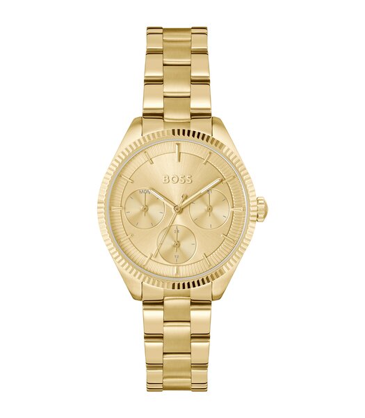 Horloge BOSS BLACK SAGE SPORT Dames 1502803 Analoog Behuizing MINERAAL Geelgoud Bracelette Staal Geelgoudkleurig Etanchéiteiten 3BAR