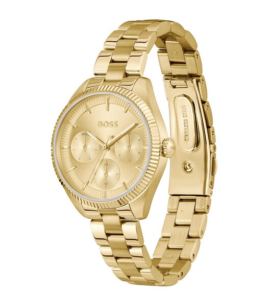 Horloge BOSS BLACK SAGE SPORT Dames 1502803 Analoog Behuizing MINERAAL Geelgoud Bracelette Staal Geelgoudkleurig Etanchéiteiten 3BAR