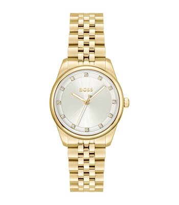 Horloge BOSS BLACK GRACEFUL PRECIOUS Dames 1502810 Analoog Behuizing MINERAAL Zilverkleurig Bracelette Staal Geelgoudkleurig Etanchéiteiten 3BAR