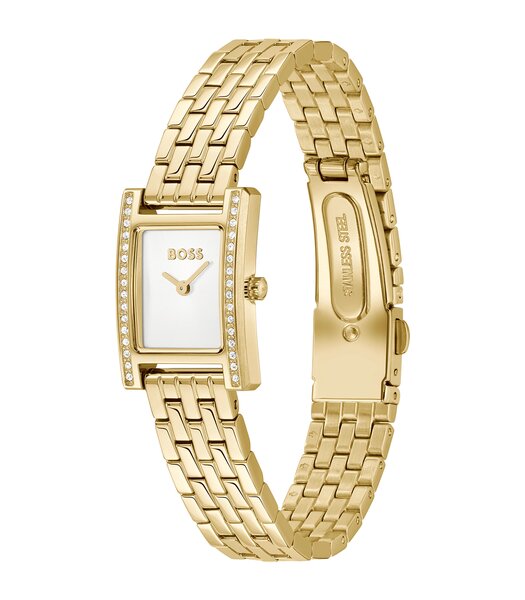 Horloge BOSS BLACK LUCY PRECIOUS Dames 1502815 Analoog Behuizing MINERAAL Wit Bracelette Staal Geelgoudkleurig Etanchéiteiten 3BAR