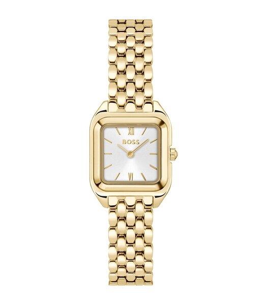 Horloge BOSS BLACK MAE PETITE Dames 1502823 Analoog Behuizing MINERAAL Zilverkleurig Bracelette Staal Geelgoudkleurig Etanchéiteiten 3BAR