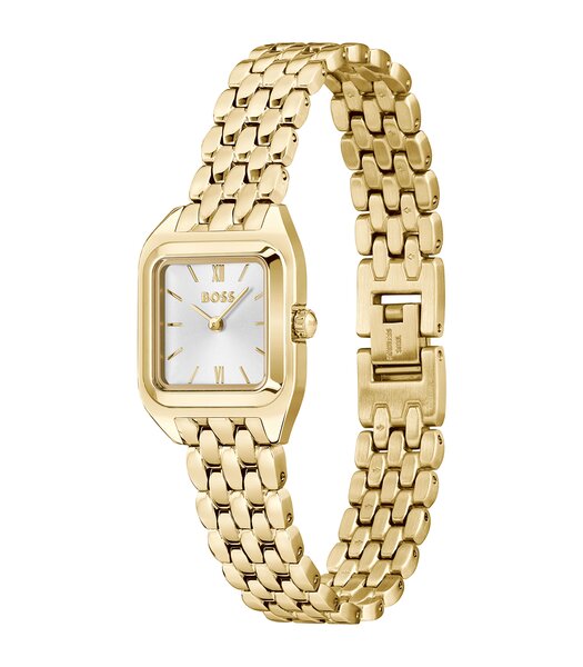 Horloge BOSS BLACK MAE PETITE Dames 1502823 Analoog Behuizing MINERAAL Zilverkleurig Bracelette Staal Geelgoudkleurig Etanchéiteiten 3BAR