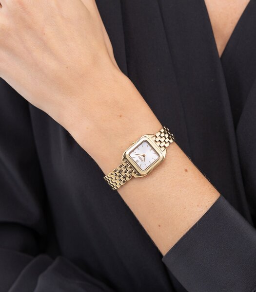 Horloge BOSS BLACK MAE PETITE Dames 1502823 Analoog Behuizing MINERAAL Zilverkleurig Bracelette Staal Geelgoudkleurig Etanchéiteiten 3BAR