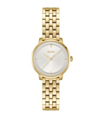 Horloge BOSS BLACK LUCIA Dames 1502835 Analoog Behuizing MINERAAL Zilverkleurig Bracelette Staal Geelgoudkleurig Etanchéiteiten 3BAR