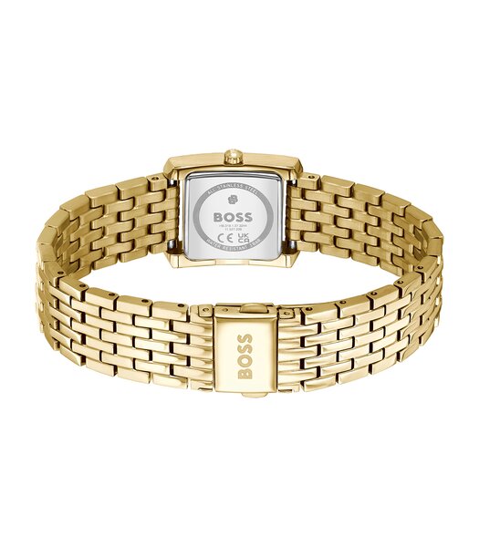 Montre BOSS BLACK LUCY SCALA Femme 1502845 Analogue Cadran MINERAL Argenté Bracelet Acier Or jaune Etanchéité 3BAR
