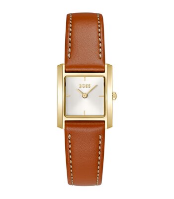 Horloge BOSS BLACK LUCY SCALA Dames 1502846 Analoog Behuizing MINERAAL Wit Bracelette Leer Bruin Etanchéiteiten 3BAR