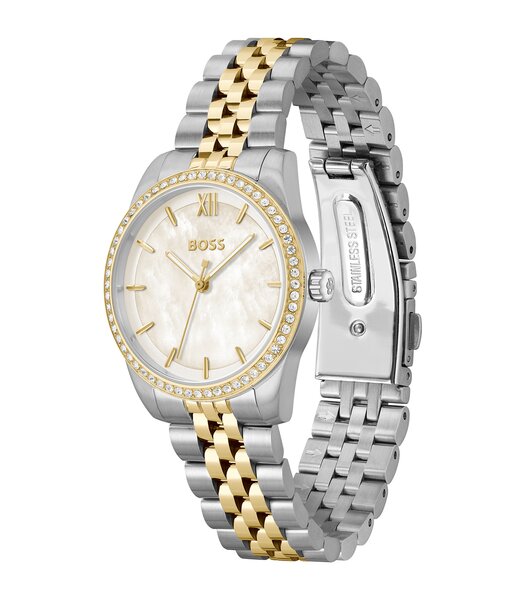 Horloge BOSS BLACK GRACEFUL PRECIOUS Dames 1502867 Analoog Behuizing Mineraal Parelmoer Bracelette Roestvrij staal Staal Etanchéiteiten 3 ATM