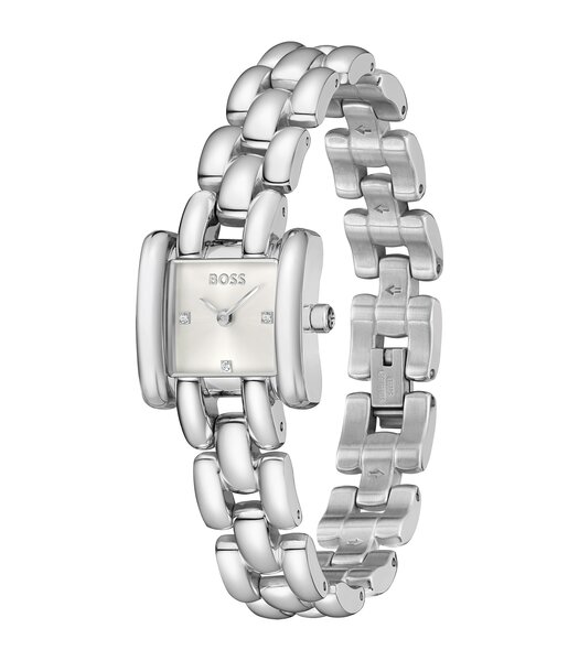 Horloge BOSS BLACK VIOLET Dames 1502873 Analoog Behuizing Mineraal Zilverkleurig Bracelette Roestvrij staal Staal Etanchéiteiten 3 ATM