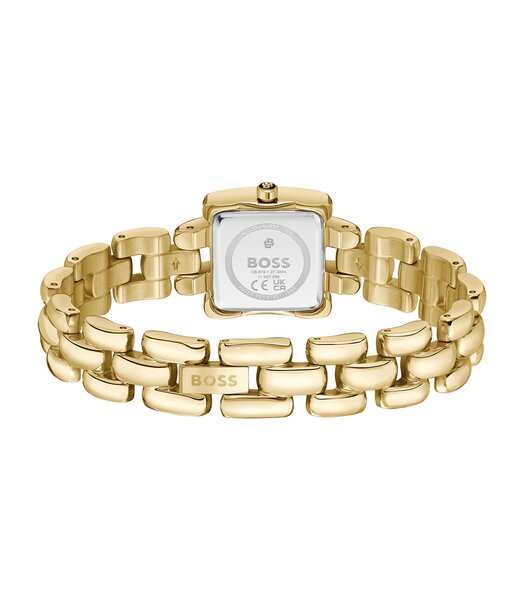 Horloge BOSS BLACK VIOLET Dames 1502875 Analoog Behuizing Mineraal Zwart Bracelette Roestvrij staal Staal / geelgoudkleurig Etanchéiteiten 3 ATM