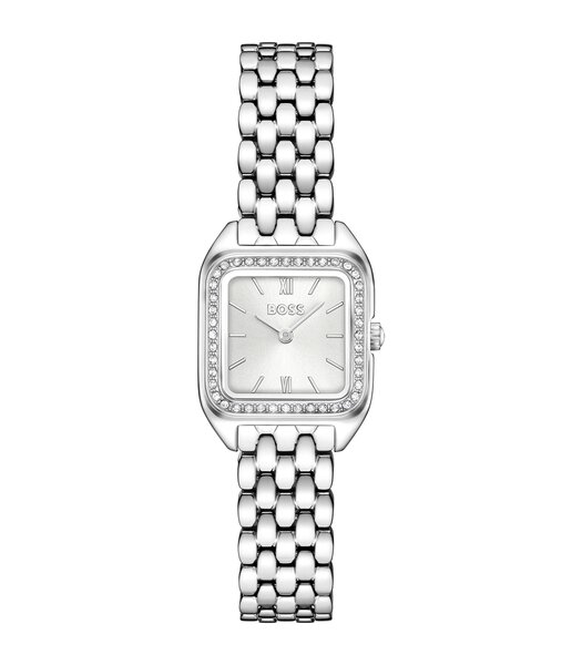 Horloge BOSS BLACK MAE PETITE Dames 1502882 Analoog Behuizing Mineraal Zilverkleurig Bracelette Roestvrij staal Staal Etanchéiteiten 3 ATM