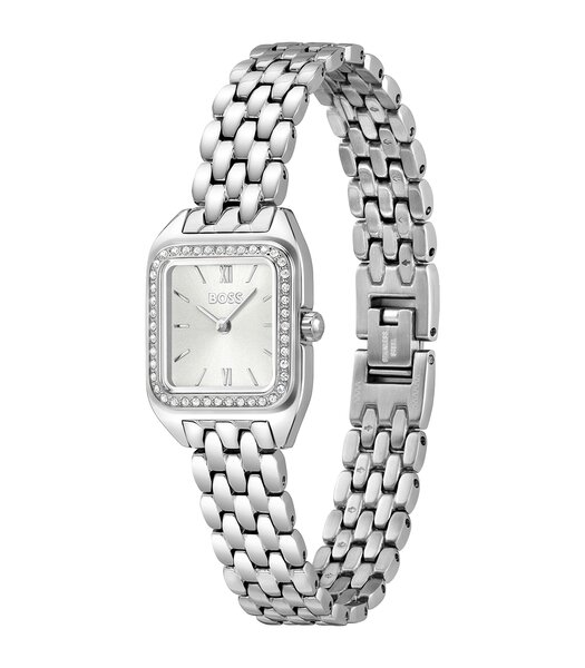 Horloge BOSS BLACK MAE PETITE Dames 1502882 Analoog Behuizing Mineraal Zilverkleurig Bracelette Roestvrij staal Staal Etanchéiteiten 3 ATM