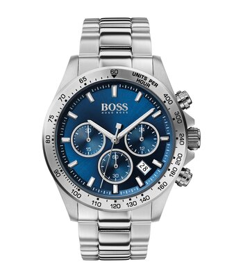 Horloge BOSS BLACK HERO Heren 1513755 Analoog Behuizing Mineraal Blauw Bracelette Roestvrij staal Staal Boucle déployante Etanchéiteiten 5 ATM