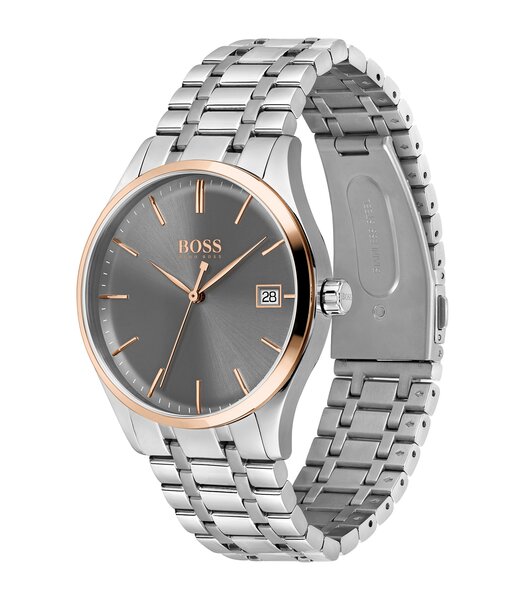 Horloge BOSS BLACK COMMISSIONER Heren 1513834 Analoog Behuizing Mineraal Grijs Bracelette Roestvrij staal Staal Boucle déployante Etanchéiteiten 3 ATM