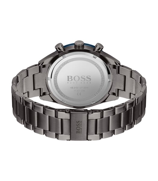 Horloge BOSS BLACK SANTIAGO Heren 1513863 Analoog Behuizing Mineraal Blauw Armband Roestvrij staal Gunmetal Uitklapbare lus Waterdichtheid 5 ATM