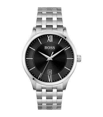 Horloge BOSS BLACK ELITE Heren 1513896 Analoog Behuizing Mineraal Zwart Bracelette Roestvrij staal Zilverkleurig Boucle déployante Etanchéiteiten 5 BA