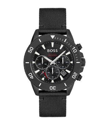 Horloge BOSS BLACK ADMIRAL SUSTAINABLE Heren 1513918 Analoog Behuizing MINERAAL Zwart Bracelette Nylon Zwart Boucle déployante Etanchéiteiten 5BAR