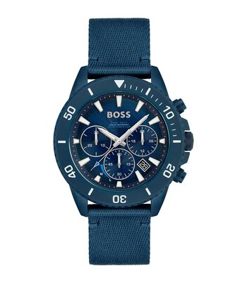 Horloge BOSS BLACK ADMIRAL SUSTAINABLE Heren 1513919 Analoog Behuizing MINERAAL Blauw Bracelette Nylon Blauw Boucle déployante Etanchéiteiten 5BAR
