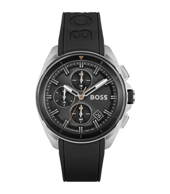 Horloge BOSS BLACK VOLANE Heren 1513953 Analoog Behuizing Mineraal Zwart Bracelette Silicone Zwart Boucle ardillon Etanchéiteiten 5 ATM