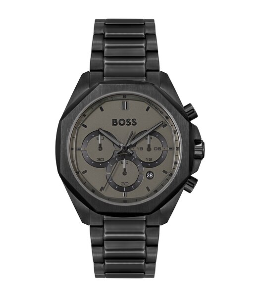 Horloge BOSS BLACK WOLK Heren 1514016 Analoog Behuizing Mineraal Blauw Armband Roestvrij staal Blauw Uitklapbare lus Waterdichtheid 5 BAR