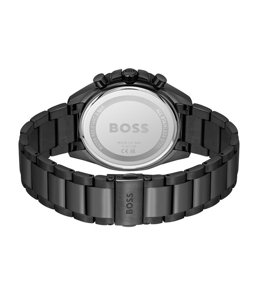 Horloge BOSS BLACK WOLK Heren 1514016 Analoog Behuizing Mineraal Blauw Armband Roestvrij staal Blauw Uitklapbare lus Waterdichtheid 5 BAR