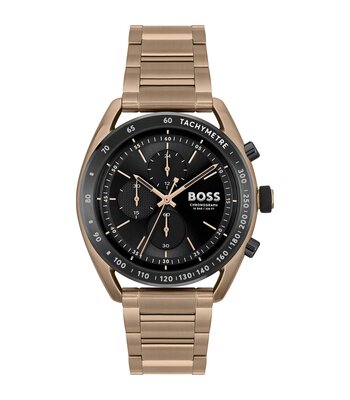 Horloge BOSS BLACK CENTER COURT Heren 1514027 Analoog Behuizing MINERAAL Zwart Bracelette Staal Geelgoudkleurig Boucle déployante Etanchéiteiten 10BAR