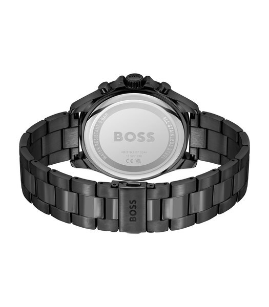 Horloge BOSS BLACK TROPER Heren 1514058 Analoog Behuizing MINERAAL Grijs Bracelette Staal Zwart Boucle déployante Etanchéiteiten 5BAR