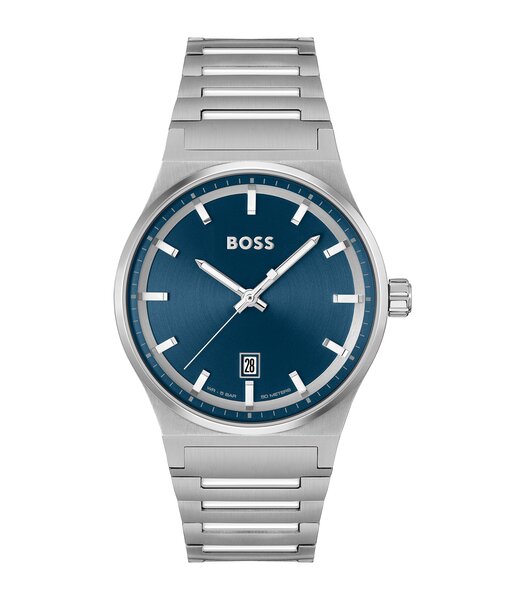 Montre BOSS BLACK CANDOR Homme 1514076 Analogue Cadran MINERAL Bleu Bracelet Acier inoxydable Acier Boucle déployante Etanchéité 5BAR