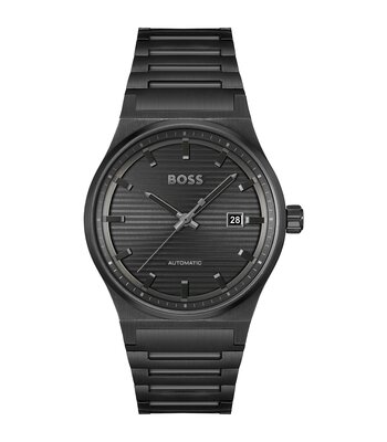 Horloge BOSS BLACK CANDOR AUTO Heren 1514120 Analoog Behuizing MINERAAL Zwart Bracelette Staal Zwart Boucle déployante Etanchéiteiten 5BAR