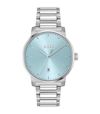 Horloge BOSS BLACK DEAN Heren 1514132 Analoog Behuizing MINERAAL Blauw Bracelette Roestvrij staal Staal Boucle déployante Etanchéiteiten 5BAR