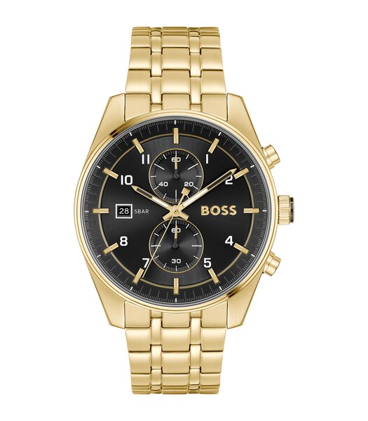 Horloge BOSS BLACK SKYTRAVELLER Heren 1514152 Analoog Behuizing Mineraal Blauw Bracelette Roestvrij staal Blauw Boucle déployante Etanchéiteiten 5 BAR