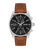 Horloge BOSS BLACK SKYTRAVELLER Heren 1514161 Analoog Behuizing MINERAAL Zwart Bracelette Leer Bruin Boucle déployante Etanchéiteiten 5BAR