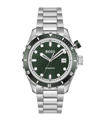 Horloge BOSS BLACK BOSSMATIC Heren 1514178 Analoog Behuizing MINERAAL Groen Bracelette Roestvrij staal Staal Etanchéiteiten 10BAR