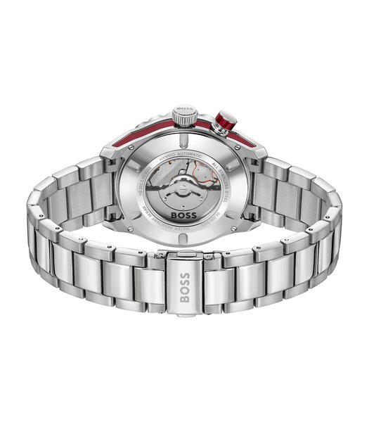 Montre BOSS BLACK BOSSMATIC Homme 1514179 Analogue Cadran MINERAL Rouge Bracelet Acier inoxydable Acier Etanchéité 10BAR
