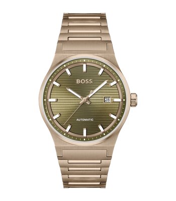 Horloge BOSS BLACK CANDOR AUTOMATIC Heren 1514184 Analoog Behuizing MINERAAL Groen Bracelette Staal Geelgoudkleurig Etanchéiteiten 5BAR