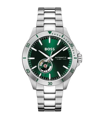 Horloge BOSS BLACK TROPER AUTOMATIC Heren 1514200 Analoog Behuizing MINERAAL Groen Bracelette Roestvrij staal Staal Etanchéiteiten 10BAR