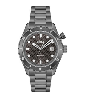 Horloge BOSS BLACK BOSSMATIC Heren 1514213 Analoog Behuizing MINERAAL Grijs Bracelette Staal Grijs Etanchéiteiten 10BAR