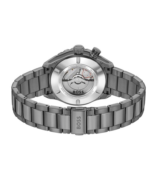 Horloge BOSS BLACK BOSSMATIC Heren 1514213 Analoog Behuizing MINERAAL Grijs Bracelette Staal Grijs Etanchéiteiten 10BAR