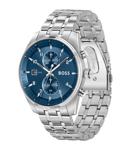 Horloge BOSS BLACK SKYTRAVELLER Heren 1514216 Analoog Behuizing MINERAAL Blauw Bracelette Roestvrij staal Staal Etanchéiteiten 5BAR