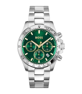 Horloge BOSS BLACK HERO Heren 1514217 Analoog Behuizing MINERAAL Groen Bracelette Roestvrij staal Staal Etanchéiteiten 5BAR