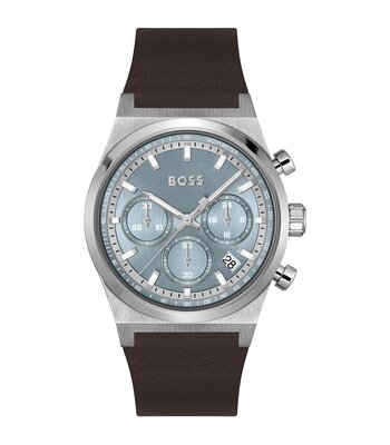 Horloge BOSS BLACK CANDOR CHRONO Heren 1514219 Analoog Behuizing MINERAAL Blauw Bracelette Leer Bruin Etanchéiteiten 5BAR