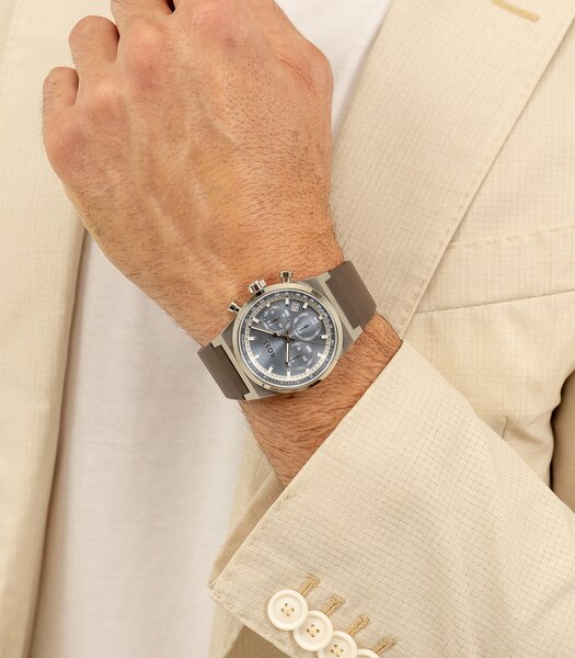 Horloge BOSS BLACK CANDOR CHRONO Heren 1514219 Analoog Behuizing MINERAAL Blauw Bracelette Leer Bruin Etanchéiteiten 5BAR