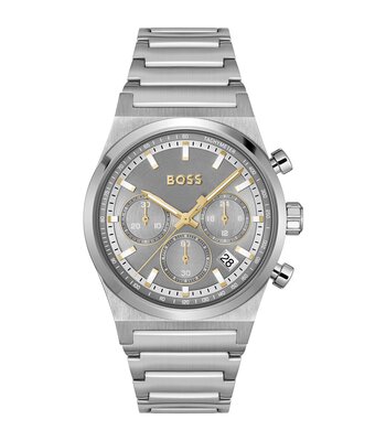 Horloge BOSS BLACK CANDOR CHRONO Heren 1514221 Analoog Behuizing MINERAAL Grijs Bracelette Roestvrij staal Staal Etanchéiteiten 5BAR