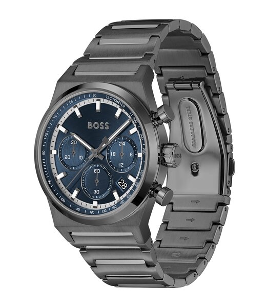 Horloge BOSS BLACK CANDOR CHRONO Heren 1514223 Analoog Behuizing MINERAAL Blauw Bracelette Staal Grijs Etanchéiteiten 5BAR