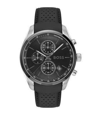 Horloge BOSS BLACK GRAND PRIX 44 Heren 1514224 Analoog Behuizing MINERAAL Zwart Bracelette Leer Zwart Etanchéiteiten 5BAR