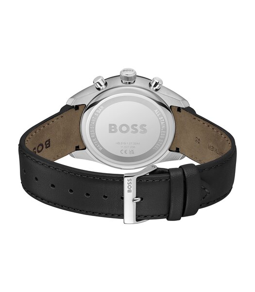Horloge BOSS BLACK GRAND PRIX 44 Heren 1514224 Analoog Behuizing MINERAAL Zwart Bracelette Leer Zwart Etanchéiteiten 5BAR
