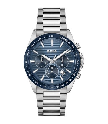 Horloge BOSS BLACK STRIKE CHRONO Heren 1514240 Analoog Behuizing MINERAAL Blauw Bracelette Roestvrij staal Staal Etanchéiteiten 5BAR